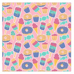 Ice Cream Donut Sweets Candie Square Satin Scarf (36  X 36 )