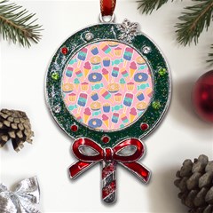 Ice Cream Donut Sweets Candie Metal X mas Lollipop With Crystal Ornament