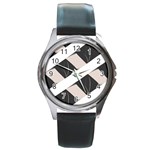 A Minimalist Pattern With Simple Lines And Shapes, Creating A Clean And Modern Aesthetic 07 Round Metal Watch Front