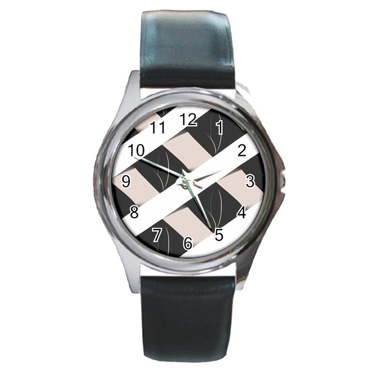 A Minimalist Pattern With Simple Lines And Shapes, Creating A Clean And Modern Aesthetic 07 Round Metal Watch