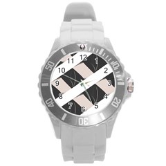 A Minimalist Pattern With Simple Lines And Shapes, Creating A Clean And Modern Aesthetic 07 Round Plastic Sport Watch (l)