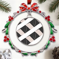 A Minimalist Pattern With Simple Lines And Shapes, Creating A Clean And Modern Aesthetic 07 Metal X mas Wreath Ribbon Ornament