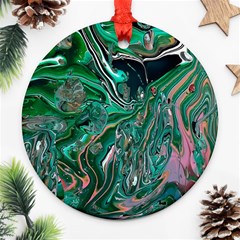 Malachite  Round Ornament (two Sides) by kaleidomarblingart