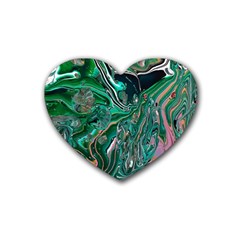 Malachite  Rubber Heart Coaster (4 Pack)