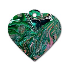 Malachite  Dog Tag Heart (two Sides)