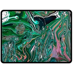 Malachite  Two Sides Fleece Blanket (large) by kaleidomarblingart