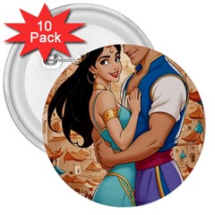 Aladin & Jasmine Wall Art 3  Buttons (10 Pack) 