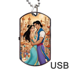 Aladin & Jasmine Wall Art Dog Tag Usb Flash (one Side)