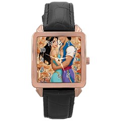 Aladin & Jasmine Wall Art Rose Gold Leather Watch 