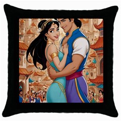 Aladin & Jasmine Wall Art Throw Pillow Case (black)