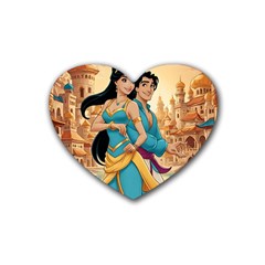 Aladin & Jasmine Disney Rubber Heart Coaster (4 Pack)