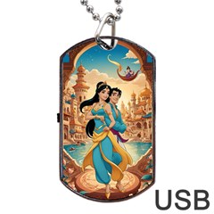 Aladin & Jasmine Disney Dog Tag Usb Flash (one Side)