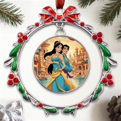 Aladin & Jasmine Disney Metal X mas Wreath Ribbon Ornament