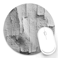 Wall With Cracked White Paint Texture Round Mousepad by dflcprintsclothing