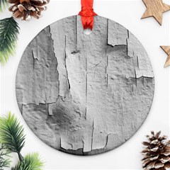 Wall With Cracked White Paint Texture Ornament (round)