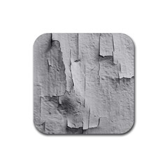 Wall With Cracked White Paint Texture Rubber Coaster (square)