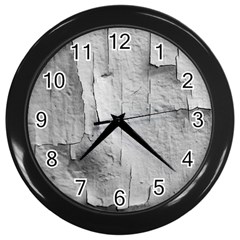 Wall With Cracked White Paint Texture Wall Clock (black)