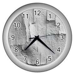 Wall With Cracked White Paint Texture Wall Clock (silver)