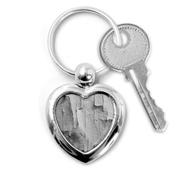 Wall With Cracked White Paint Texture Key Chain (heart)