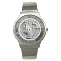 Wall With Cracked White Paint Texture Stainless Steel Watch