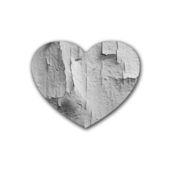 Wall With Cracked White Paint Texture Rubber Coaster (heart)