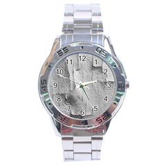 Wall With Cracked White Paint Texture Stainless Steel Analogue Watch