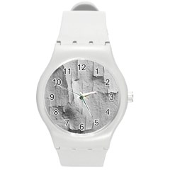 Wall With Cracked White Paint Texture Round Plastic Sport Watch (m)