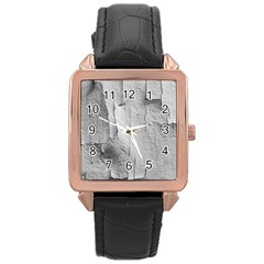 Wall With Cracked White Paint Texture Rose Gold Leather Watch 