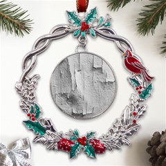 Wall With Cracked White Paint Texture Metal X mas Wreath Holly Leaf Ornament by dflcprintsclothing