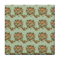 Retro 1880s Flowers Pattern 19 Tile Coaster