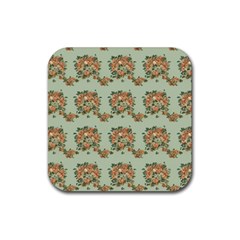 Retro 1880s Flowers Pattern 19 Rubber Coaster (square)