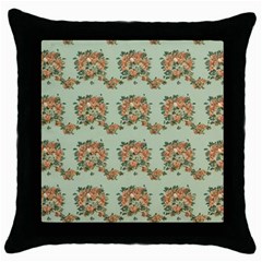 Retro 1880s Flowers Pattern 19 Throw Pillow Case (black)