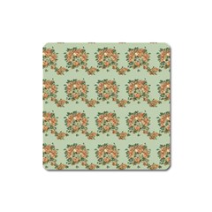 Retro 1880s Flowers Pattern 19 Square Magnet