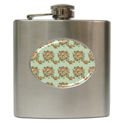 Retro 1880s Flowers Pattern 19 Hip Flask (6 Oz)