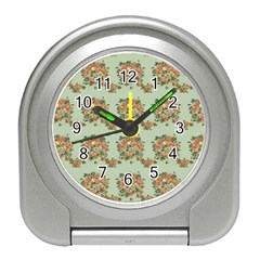 Retro 1880s Flowers Pattern 19 Travel Alarm Clock by violetheavensky