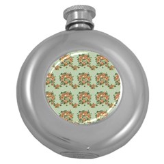 Retro 1880s Flowers Pattern 19 Round Hip Flask (5 Oz)