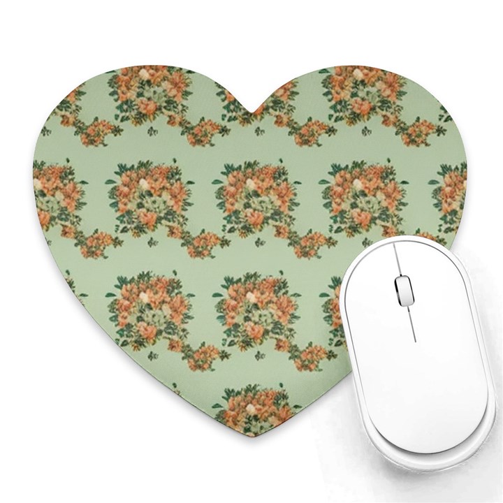 Retro 1880s Flowers Pattern 19 Heart Mousepad