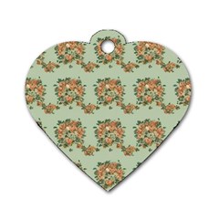 Retro 1880s Flowers Pattern 19 Dog Tag Heart (one Side)