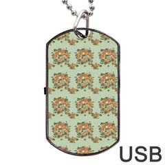 Retro 1880s Flowers Pattern 19 Dog Tag Usb Flash (two Sides)