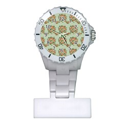 Retro 1880s Flowers Pattern 19 Plastic Nurses Watch