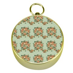 Retro 1880s Flowers Pattern 19 Gold Compasses