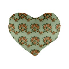 Retro 1880s Flowers Pattern 19 Standard 16  Premium Flano Heart Shape Cushions by violetheavensky