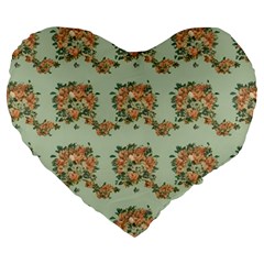 Retro 1880s Flowers Pattern 19 Large 19  Premium Flano Heart Shape Cushions