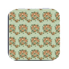 Retro 1880s Flowers Pattern 19 Square Metal Box (black)