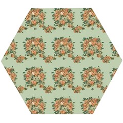 Retro 1880s Flowers Pattern 19 Wooden Puzzle Hexagon