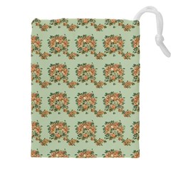 Retro 1880s Flowers Pattern 19 Drawstring Pouch (4xl)