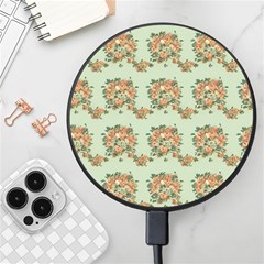 Retro 1880s Flowers Pattern 19 Wireless Fast Charger(black) by violetheavensky