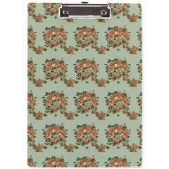 Retro 1880s Flowers Pattern 19 A4 Acrylic Clipboard