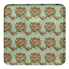 Retro 1880s Flowers Pattern 19 Square Glass Fridge Magnet (4 Pack)