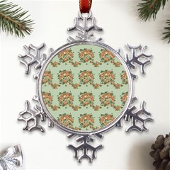 Retro 1880s Flowers Pattern 19 Metal Large Snowflake Ornament